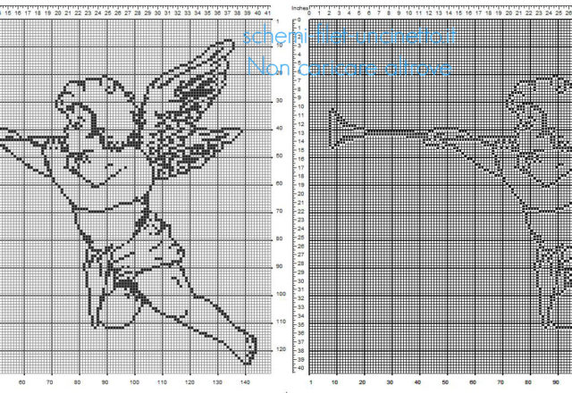 Angelo vintage con la tromba schema a uncinetto filet da scaricare sul pc gratis