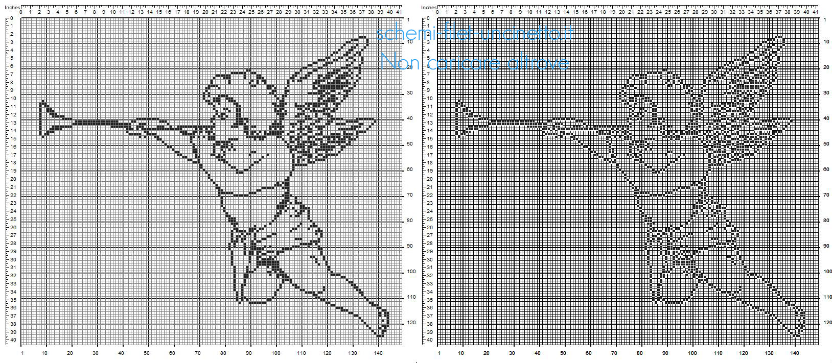 Angelo vintage con la tromba schema a uncinetto filet da scaricare sul pc gratis