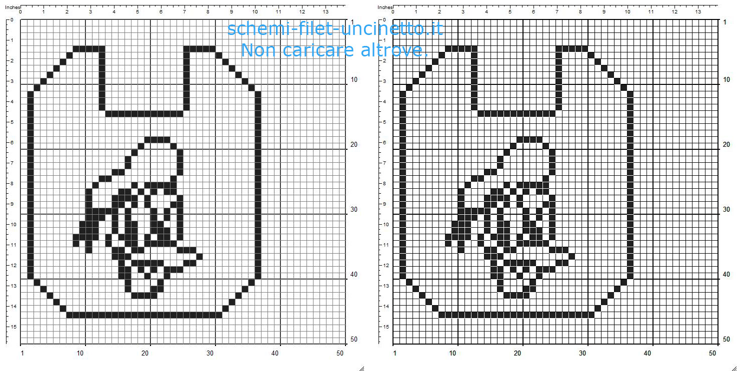 Bavaglino a filet con Disney Paperino schema filet uncinetto gratis