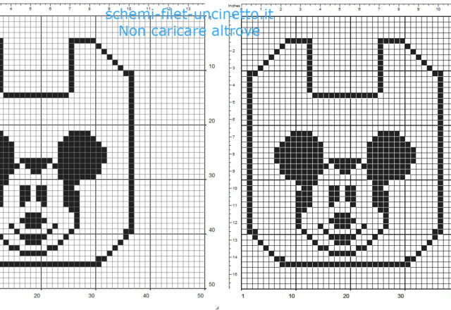 Bavaglino a filet uncinetto con Disney Topolino schema gratuito