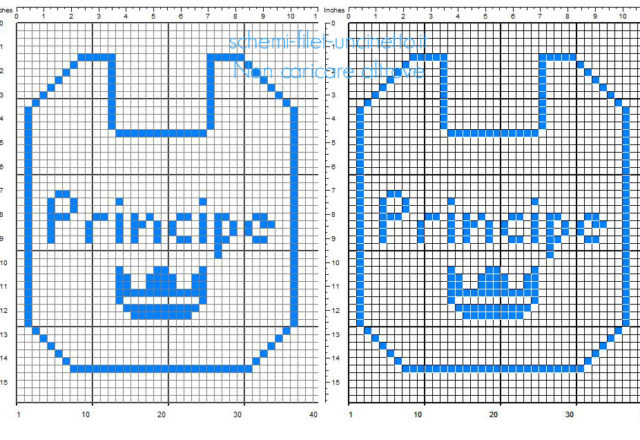 Bavaglino bimbo neonato uncinetto filet con scritta Principe schema gratuito