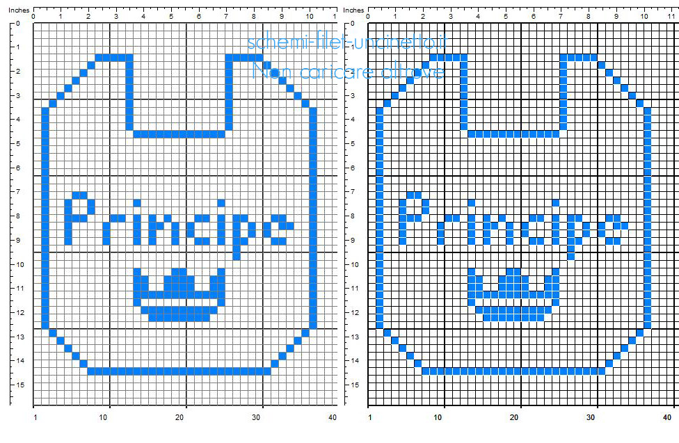 Bavaglino bimbo neonato uncinetto filet con scritta Principe schema gratuito