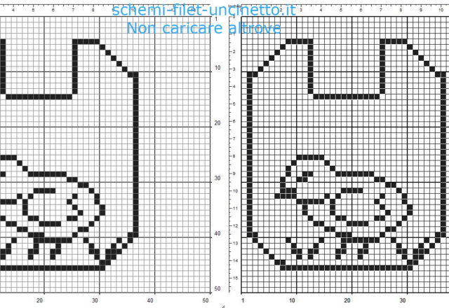 Bavaglino filet uncinetto con pulcino schema da scaricare gratis