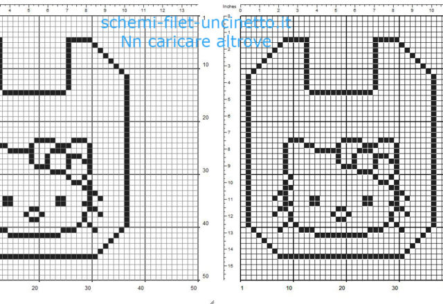 Bavaglino filet uncinetto gratis con Hello Kitty schema gratuito