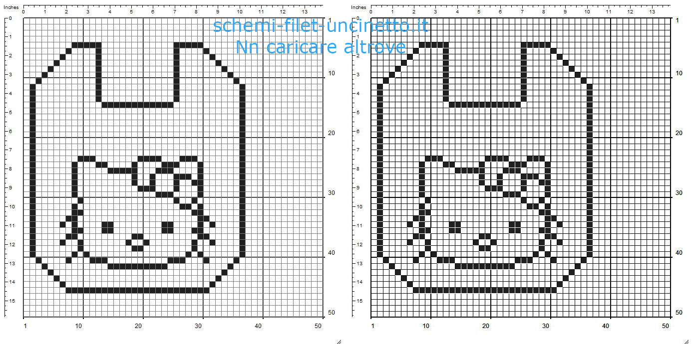 Bavaglino filet uncinetto gratis con Hello Kitty schema gratuito