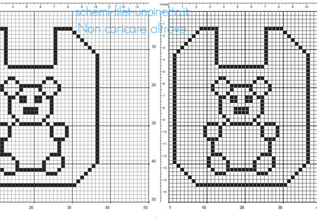 Bavaglino per bimbo bimba con orsacchiotto schema uncinetto filet gratis