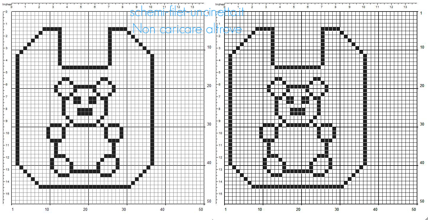 Bavaglino per bimbo bimba con orsacchiotto schema uncinetto filet gratis