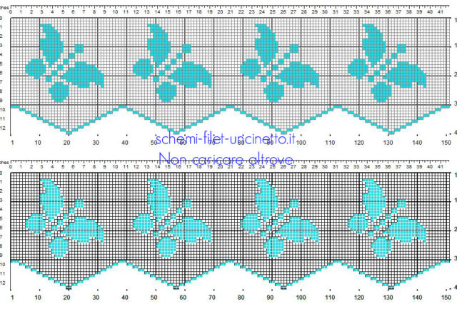 Bordino filet uncinetto con farfalle azzurre schema da scaricare gratis