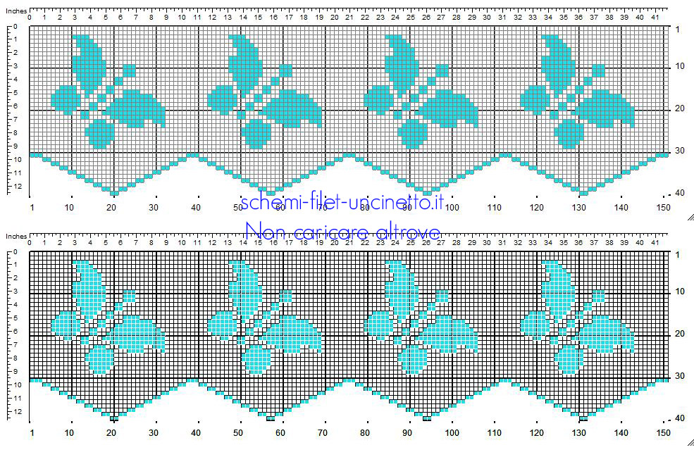 Bordino filet uncinetto con farfalle azzurre schema da scaricare gratis