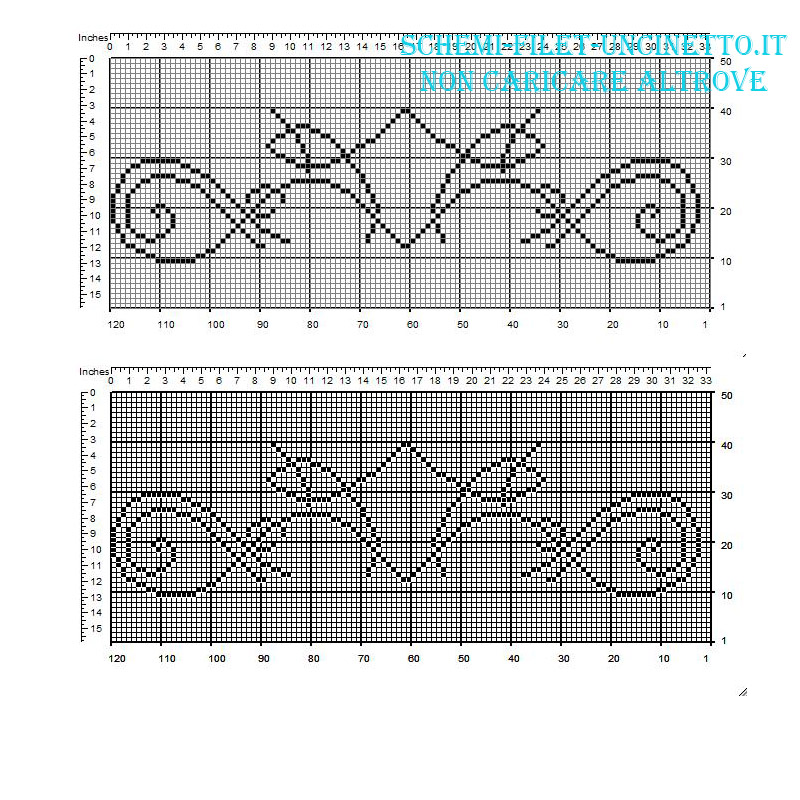 Bordo filet uncinetto gratis con linee morbide larghezza 31 quadretti