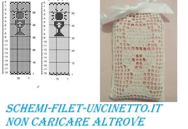 Calice comunione bomboniera sacchettino schema filet uncinetto gratis