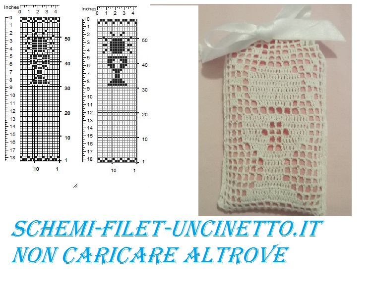 Calice comunione bomboniera sacchettino schema filet uncinetto gratis