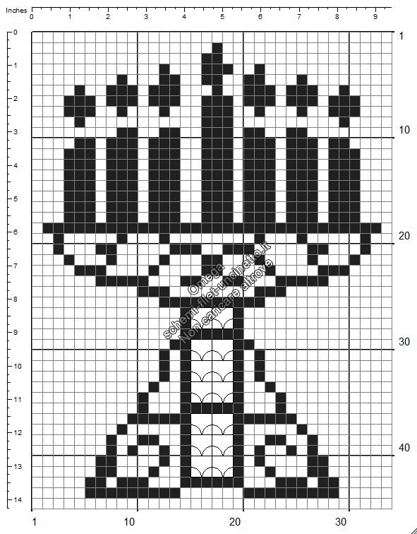 Candelabro schema filet uncinetto religioso gratis inserto 36x47