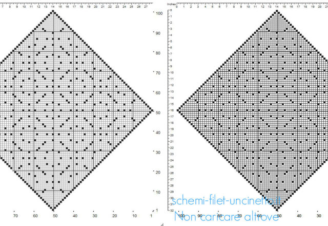 Centrino a forma di rombo uncinetto filet schema gratis