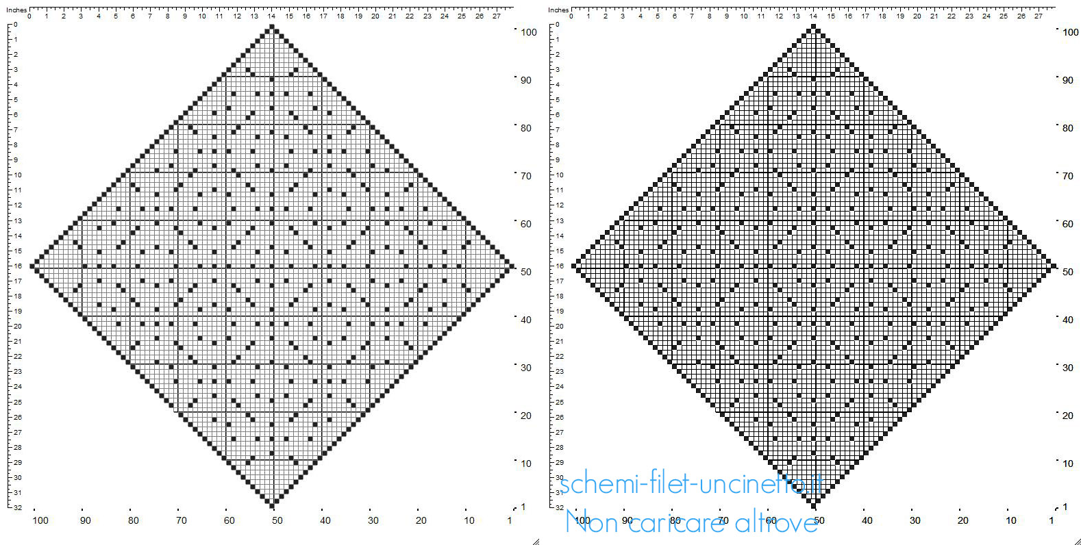 Centrino a forma di rombo uncinetto filet schema gratis