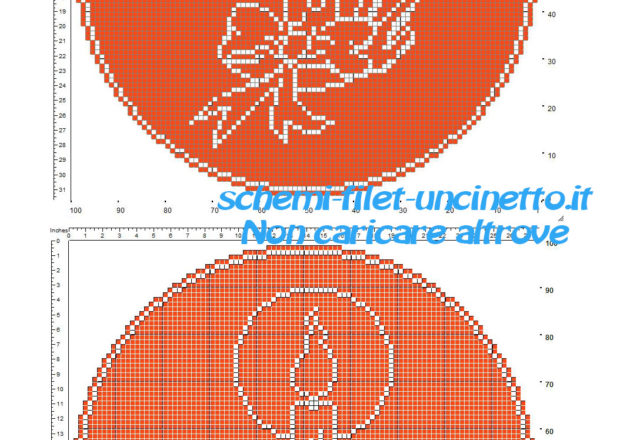 Centrino a uncinetto filet rotondo rosso con candela di Natale schema da scaricare gratis