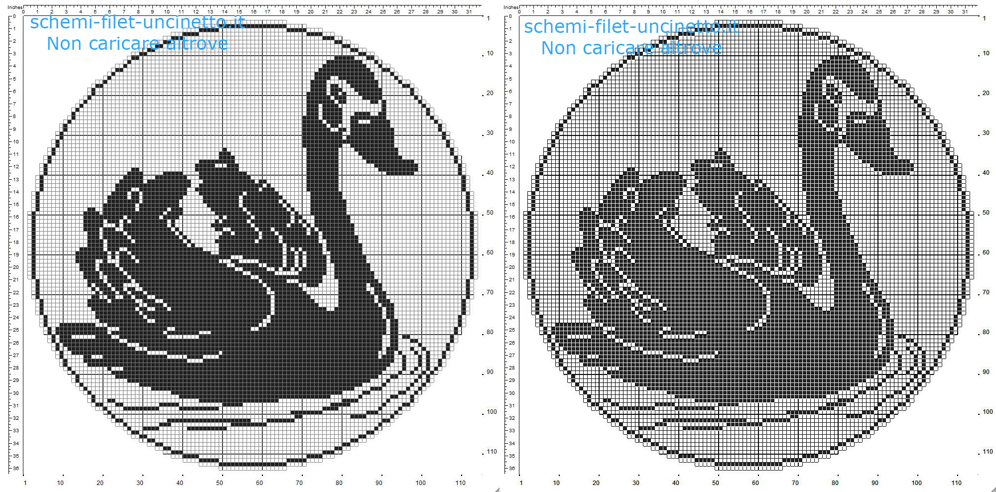 Centrino filet uncinetto con un cigno nel lago schema da scaricare gratuitamente 115 quadretti