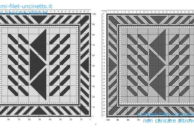 Centrino filet uncinetto gratis quadrato con geometrie