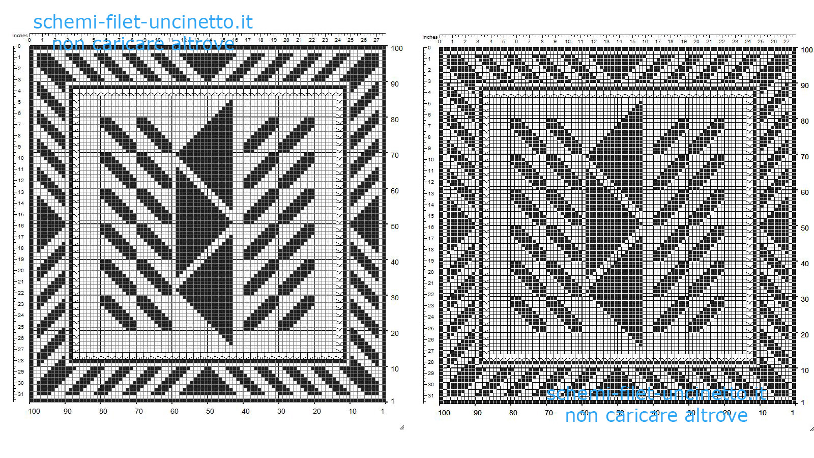 Centrino filet uncinetto gratis quadrato con geometrie