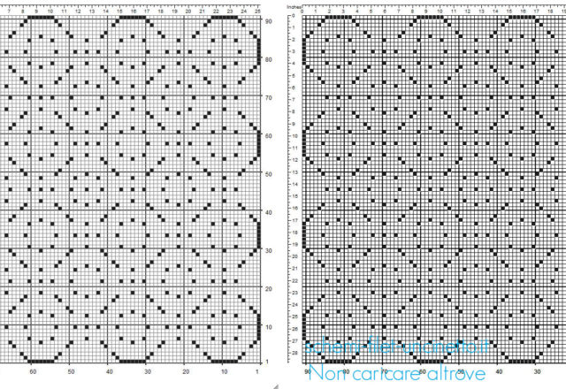 Centrino quadrato 91 x 91 schema uncinetto filet geometrico