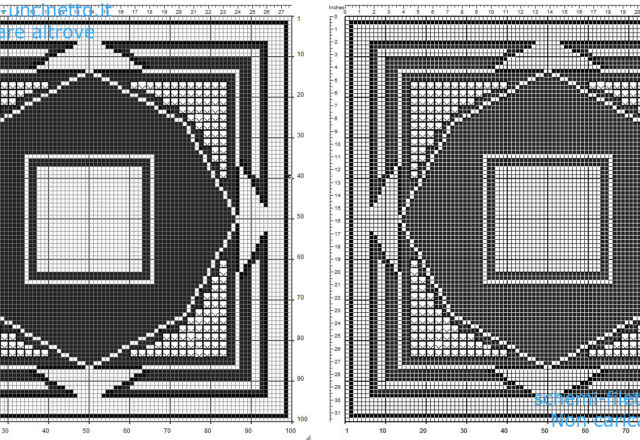 Centrino quadrato filet uncinetto gratis geometrico con triangoli 100 quadretti