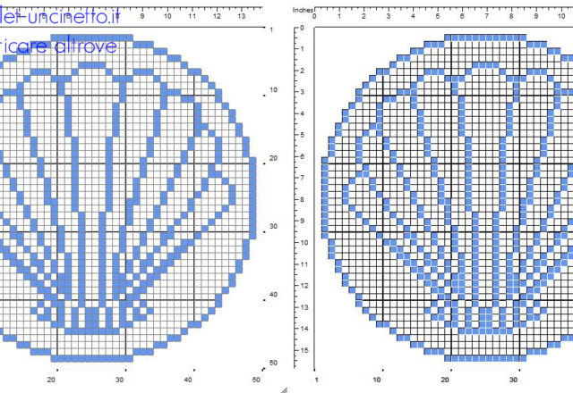 Centrino uncinetto filet rotondo con conchiglia del mare 50 x 50
