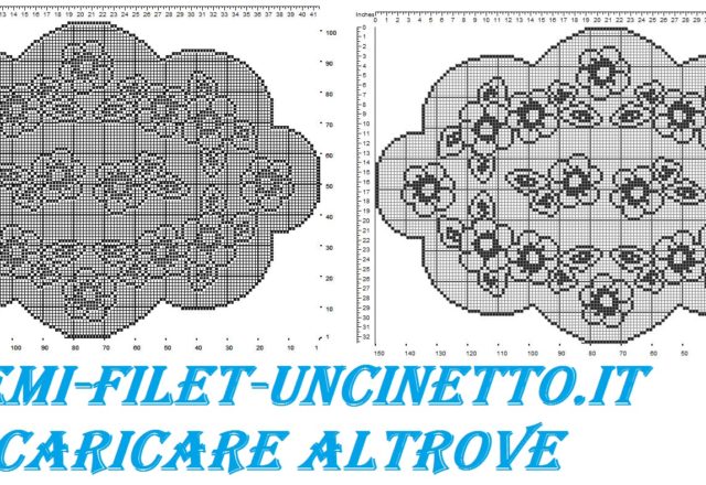 Centro ovale fiori e foglie schema filet uncinetto gratis