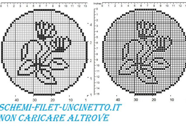 Centro rotondo o inserto per tenda con ciclamini schema filet uncinetto gratis