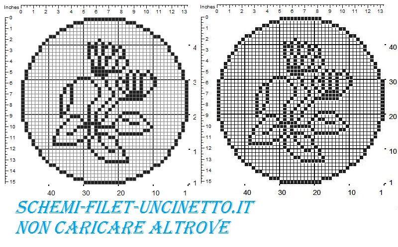 Centro rotondo o inserto per tenda con ciclamini schema filet uncinetto gratis