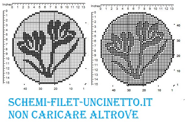 Centro rotondo o inserto per tenda con crocus schema filet uncinetto gratis