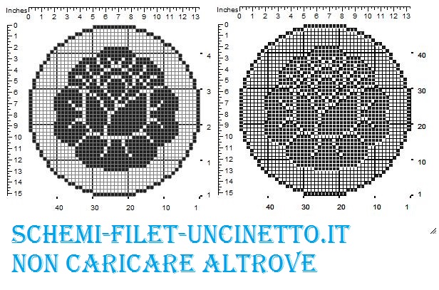 Centro rotondo o inserto per tende con rosa piena schema filet gratis
