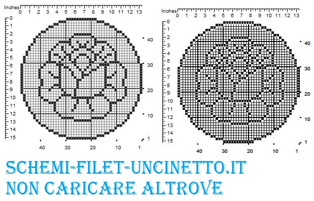 Centro rotondo o inserto per tende con rosa schema filet gratis