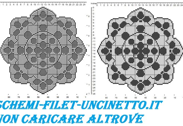 Centro rotondo petali schema filet uncinetto gratis