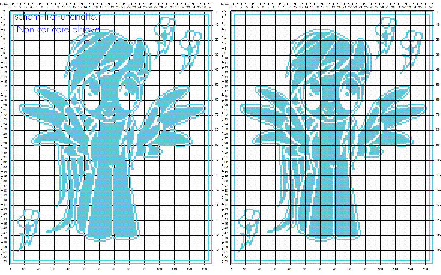 Copertina bambina uncinetto filet con Rainbow Dash My Little Pony schema da scaricare gratis