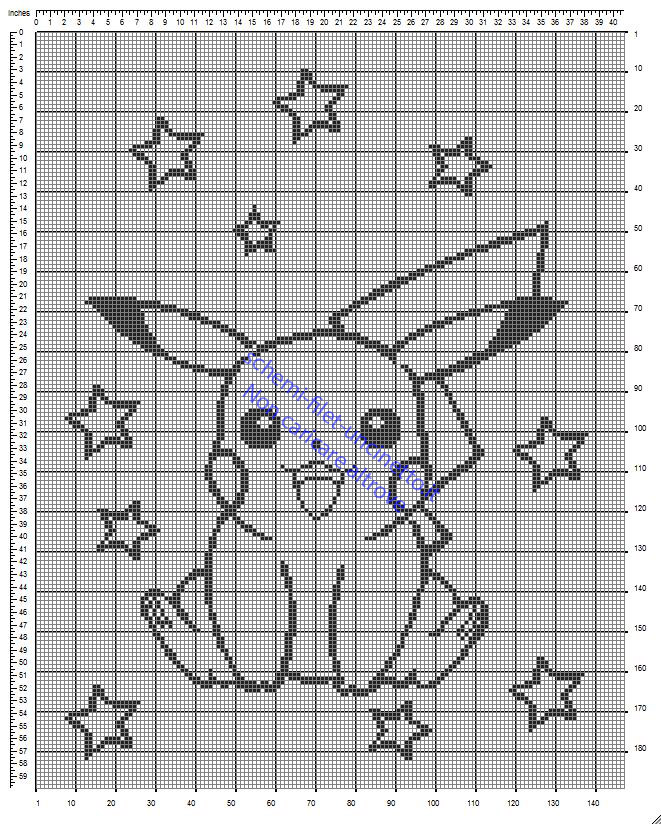 Copertina lettino a sponde con il Pokemon Pikachu schema filet uncinetto gratis