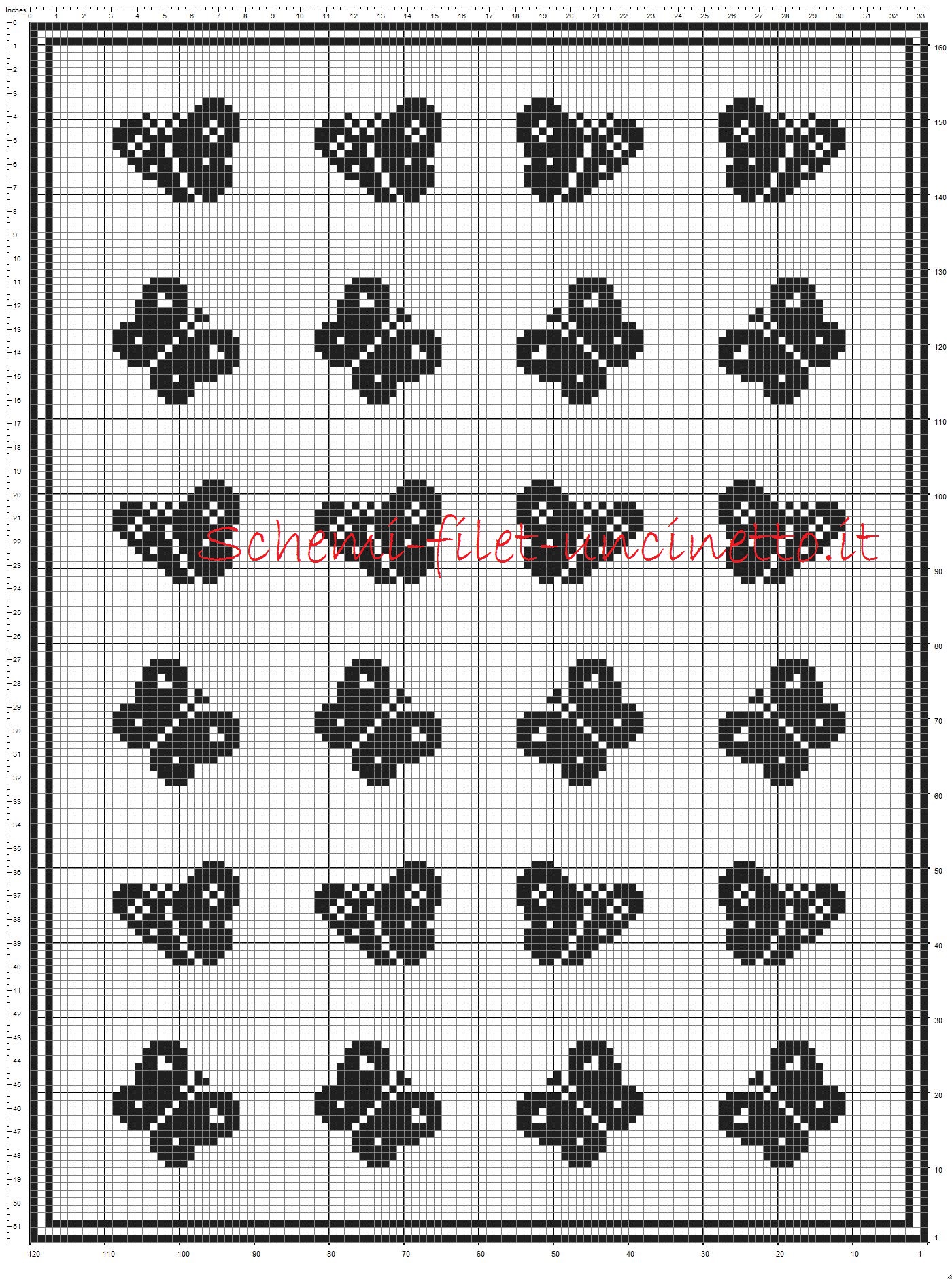 Copertina neonato farfalle schema filet uncinetto