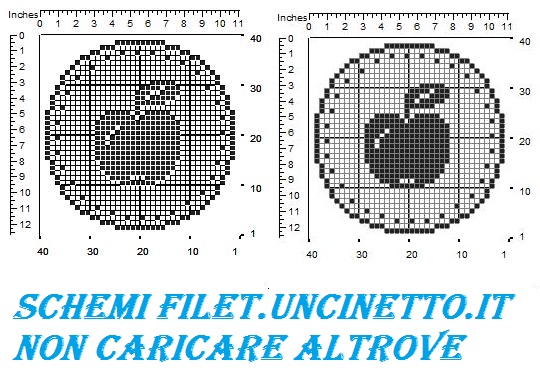 Copribarattolo mela filet uncinetto schema gratis