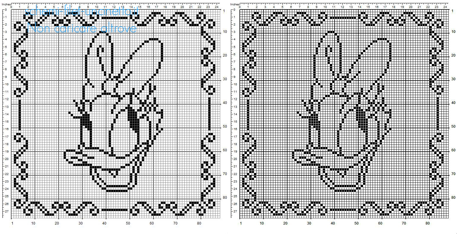 Cuscino bambina uncinetto filet con volto di Disney Paperina schema gratuito