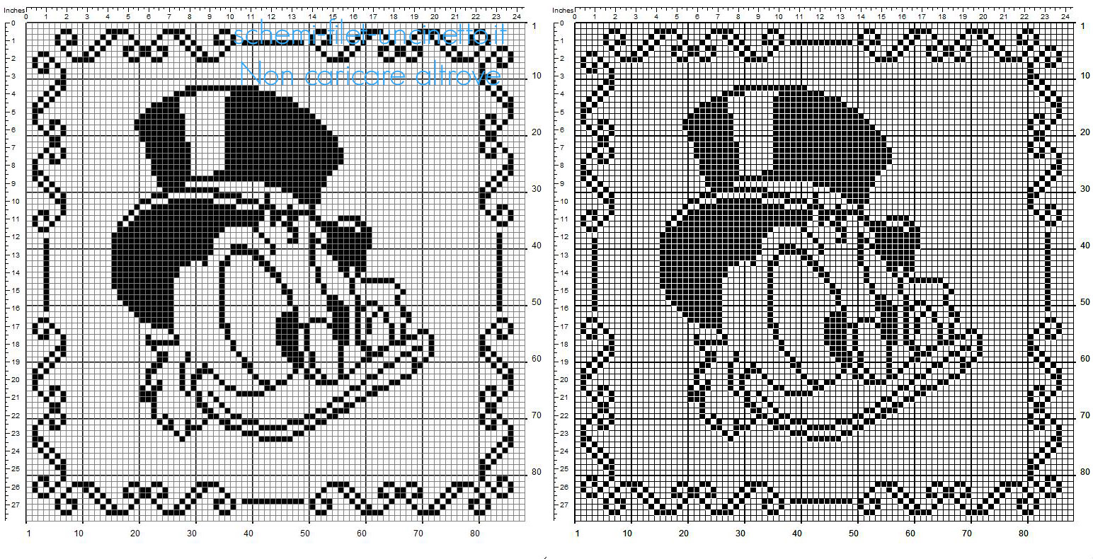 Cuscino bambini con Disney Paperon de Paperoni schema a uncinetto filet gratuito