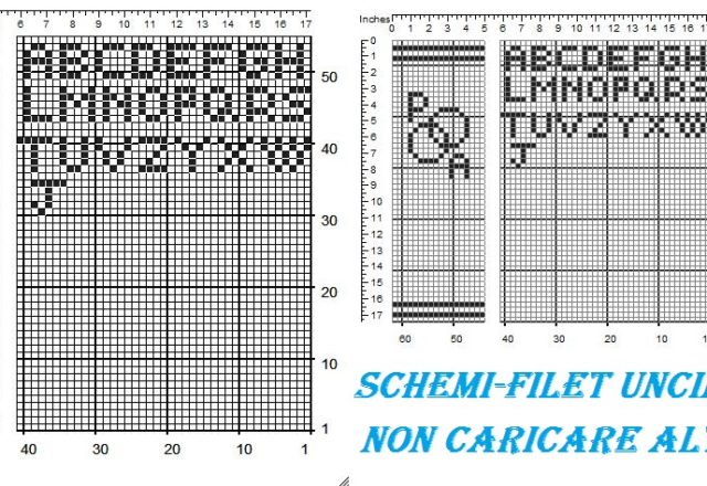 Fedi con iniziali bomboniera sacchettino matrimonio filet uncinetto schema gratis