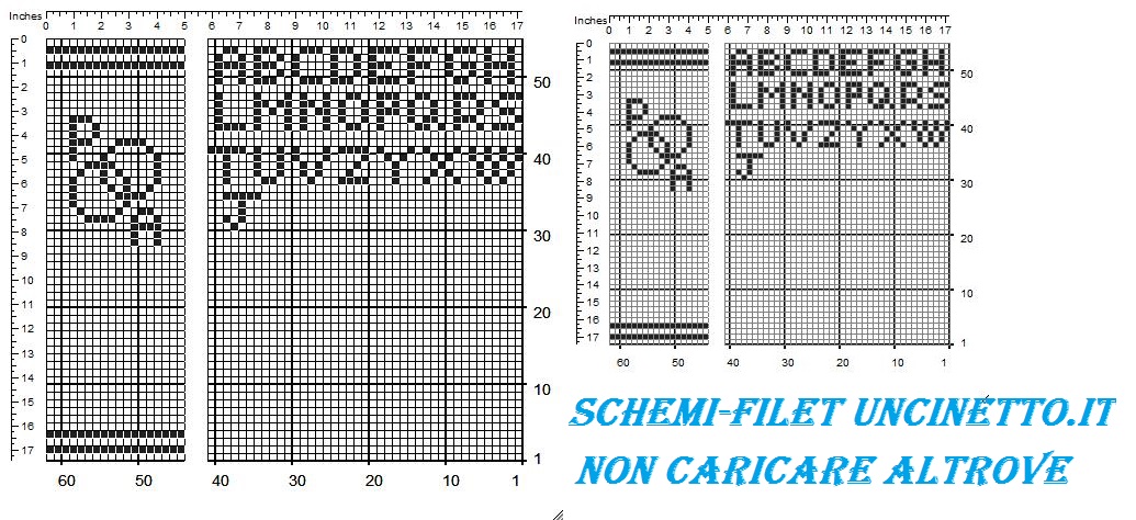 Fedi con iniziali bomboniera sacchettino matrimonio filet uncinetto schema gratis