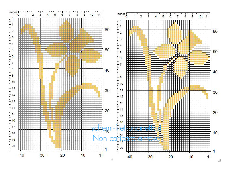 Fiore narciso color arancione schema piccolo inserto uncinetto filet