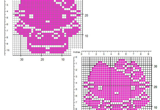 Hello Kitty piccolo semplice inserto schema filet uncinetto colorato 32 x 32