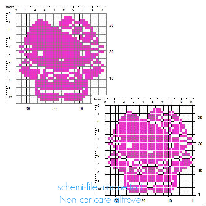 Hello Kitty piccolo semplice inserto schema filet uncinetto colorato 32 x 32