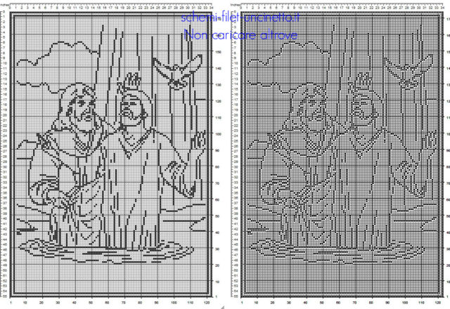 Il Battesimo di Gesù schema filet uncinetto gratis idea quadro casa salotto