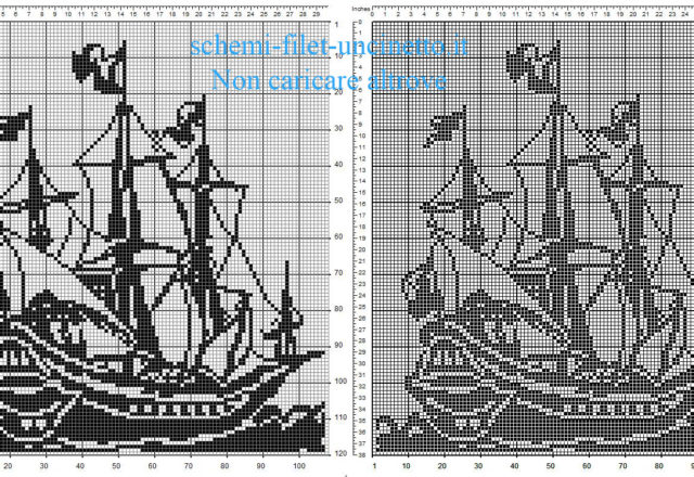 Il veliero quadro schema a uncinetto filet gratis