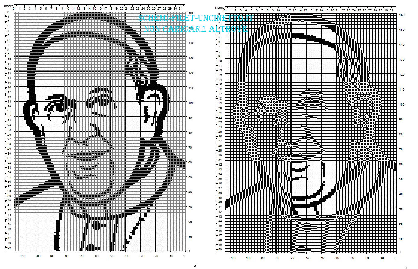 Il volto di Papa Francesco schema filet da scaricare gratuitamente 160 x 110 quadretti