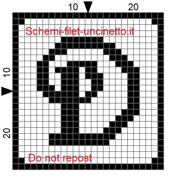 Lettera d filet schema gratis