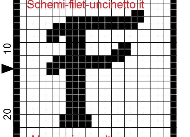 Lettera f filet schema gratis