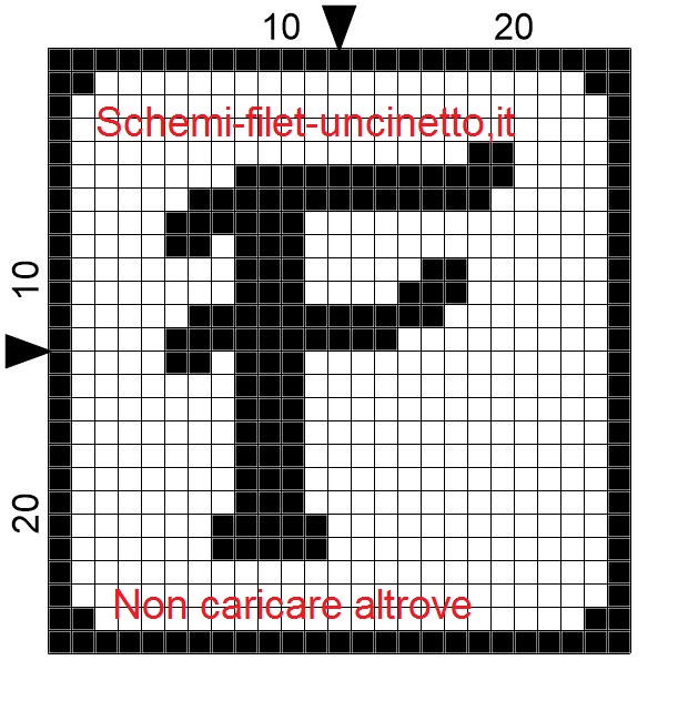 Lettera f filet schema gratis